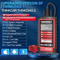 THINKCAR ThinkDiag 2 Ferramenta de Diagnóstico OBD2 com Protocolo CanFD, 15 Serviços de Redefinição, 1 Ano Grátis, Codificação Bidirecional de ECU - Image 2