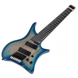 8 cordas 686mm sclae guitarra elétrica sem cabeça 30 Polegada fanned traste design sólido cinza corpo mini guitarra com roud trastes - Image 4