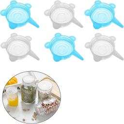 Tampas de Silicone para Latas, Pequenas Tampas Elásticas de Silicone (6 Peças), Tampas de Silicone para Potes, Tampas Seguras para Alimentos para Potes de Iogurte e Tigelas, 2,6 Polegadas - Image 1