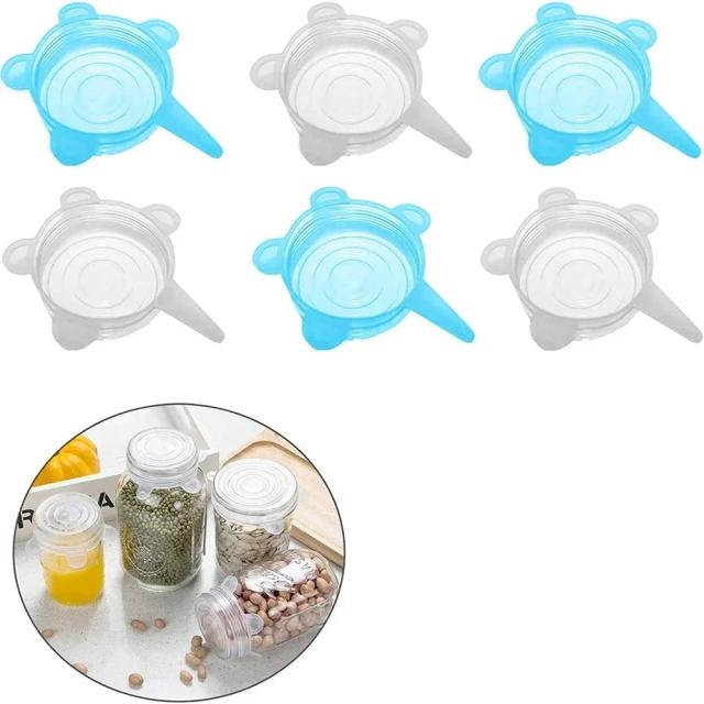 Tampas de Silicone Elásticas Pequenas para Latas e Potes - 6 Peças