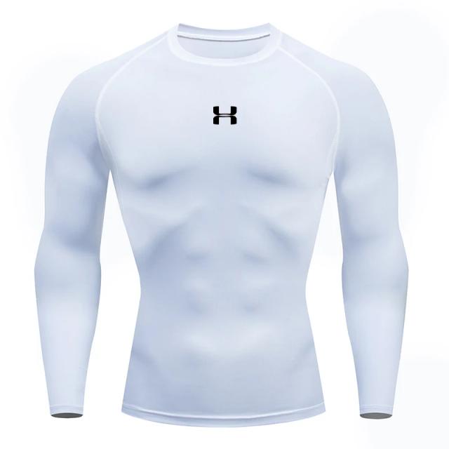 Camiseta de compressão masculina para corrida, manga longa, camiseta esportiva para academia, fitness, moletom masculino para corrida, agasalho atlético, camiseta masculina.
