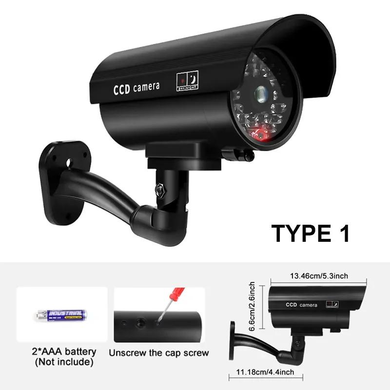 Câmera de segurança impermeável manequim, falso sistema de vigilância CCTV, vermelho piscando luzes LED, sem fiação necessária, interior e exterior, 1PC - Image 1