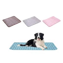 Tapete Refrescante de Verão para Pets, Almofada de Seda Gelada Respirável Antiderrapante Lavável para Cães e Gatos, Tapete Azul para Cama de Pet - Image 1