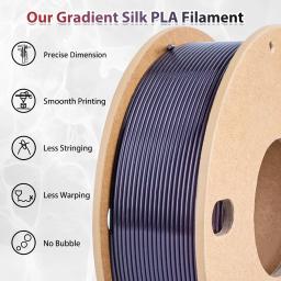 250g Filamento PLA Arco-Íris Seda 1.75mm - PLA Brilhante Degradê para Impressora 3D - Compatível com Maioria das Impressoras (Preto/Vermelho/Roxo) - Image 2
