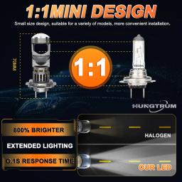 Lâmpada de Farol LED H4 H7 com Lente Projetora 5.500.000LM, Luz LED Canbus de Alta Potência para Upgrade Automotivo, Mini Farol de Carro - Image 3