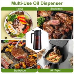 2026 Pulverizador e Dispensador de Óleo de Vidro 2 em 1, 16oz, Garrafa de Azeite Antivazamento para Cozinhar, Fritadeira a Ar e Churrasco, Pulverize e Deite - Image 6