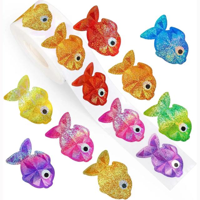 Adesivos de Peixe Laser Colorido 500 unidades Criatura do Mar