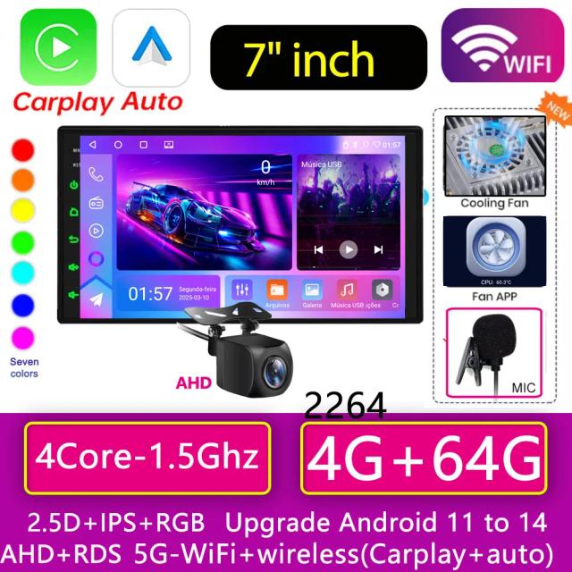 Rádio Automotivo 2 Din Android 10" Multimídia Universal Carplay GPS