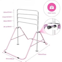 Barra de Ginástica Horizontal Ajustável em Altura e Dobrável, Equipamento de Ginástica para Uso Interno e Externo, Barra para Prática de Ginástica para Crianças, Academia em Casa, Fitness - Image 2