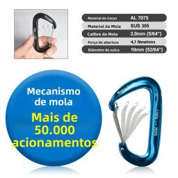 Conjunto de 6 mosquetões de alumínio 7075 de 12KN, com argola em D, mosquetões táticos de alta resistência, clipes, gancho para camping, caminhada, escalada, rede e chaveiro. - Image 2