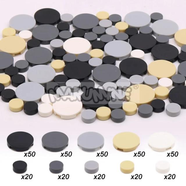 AEECessories Blocos de Telha Redonda 1x1 2x2 MOC Tijolos Base Placa Plana Piso Estrada Cidade Peças 350 Unidades