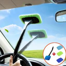 Kit de escova para limpeza de janelas de carro, ferramenta de lavagem para limpeza de para-brisa, limpador de vidro interno com alça longa, acessórios para carro - Image 1