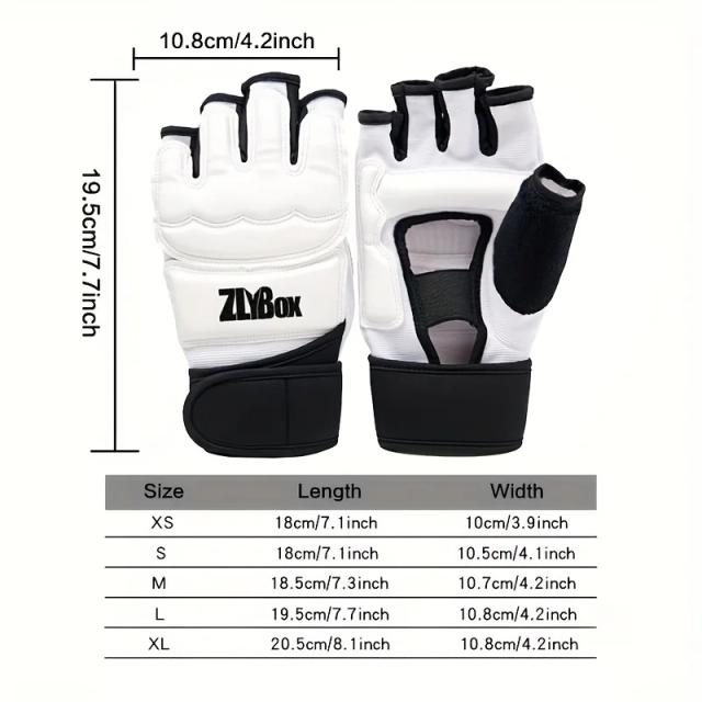 1 par de luvas de boxe pu mma, meio dedo, saco de areia, taekwondo, muay thai, equipamento profissional de treinamento de boxe