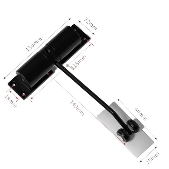 Fecho Automático de Porta Metal Ajustável 180 Graus Segurança Silencioso Durável