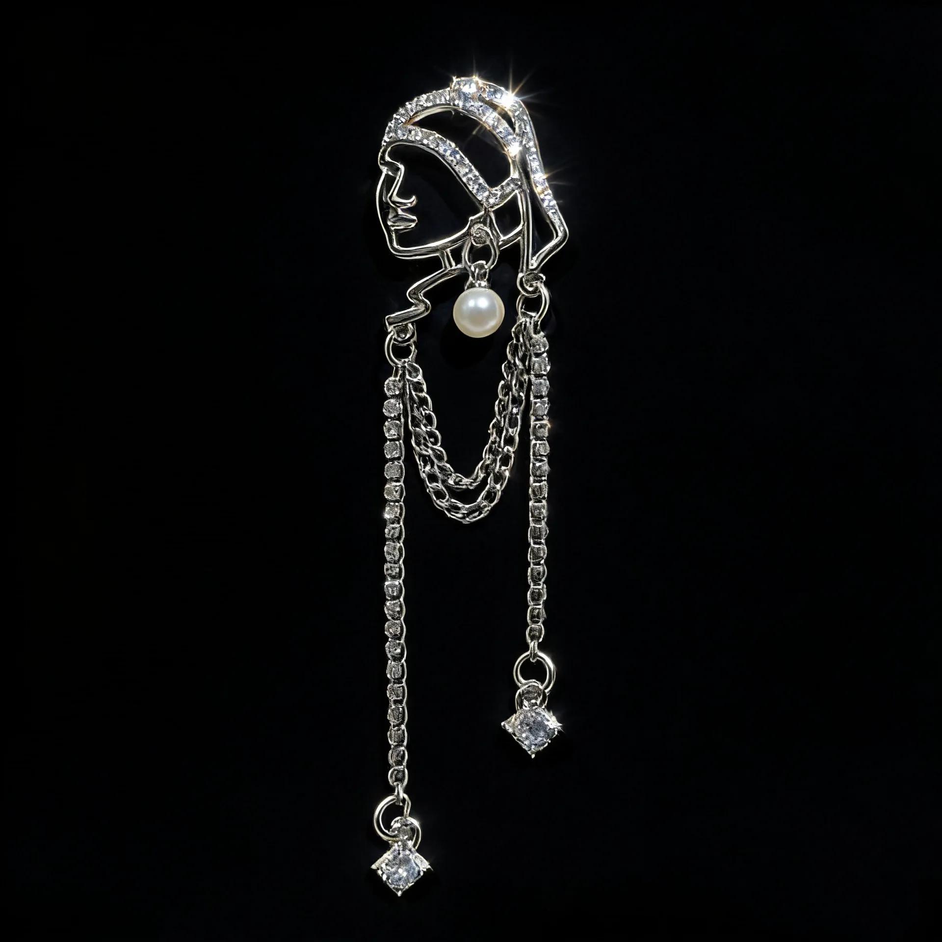Novo criativo completo zircão borla menina vestindo brincos de pérola broche para mulheres high-end retro corsage terno pino jóias acessórios - Image 1