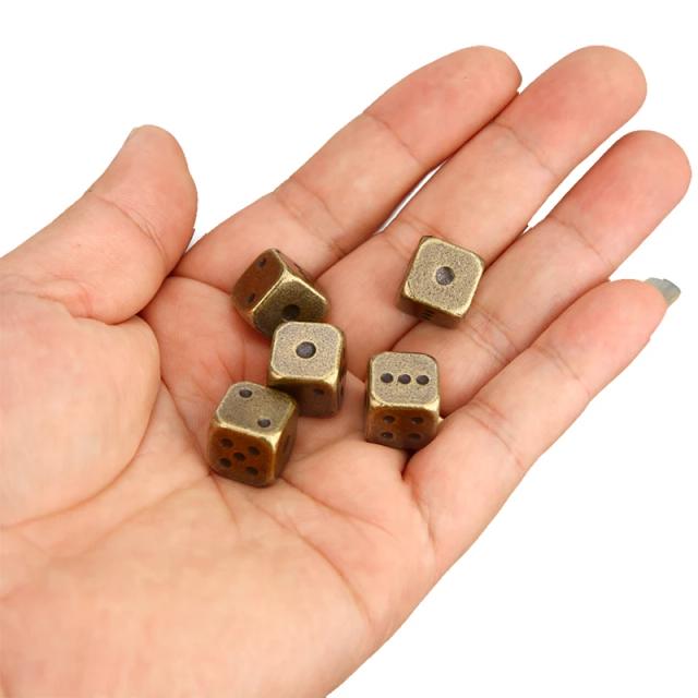 Conjunto 5 Dados de Metal Dourado/Prata/Bronze 13mm