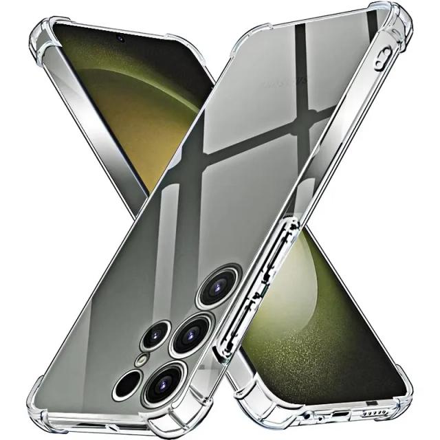 Capa de Silicone Transparente à Prova de Choque para Samsung Galaxy S25 S24 S23 S22 S21 Ultra Plus Note20 FE