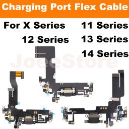 Porta de carregamento cabo flexível para iphone 11 12 13 14 pro max mini x xs xr usb carregador doca conector com microfone fita reparação - Image 1