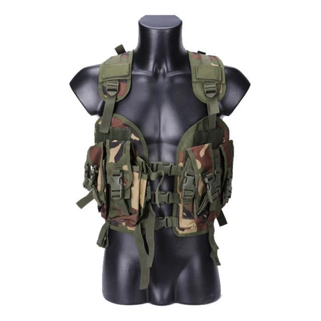 Colete Tático Masculino para Airsoft e Paintball com Bolsa de Água, Colete de Combate Camuflado