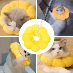 Coleira de recuperação para cães pequenos e gatos, adorável girassol após cirurgia, coleira ajustável para animais de estimação, coleira de proteção para cura de feridas - Image 6