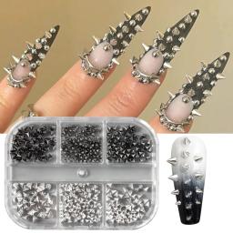 6 grades metálico rebite punk prego charme ouro/prata/preto cone pico studs jóias da arte do prego aolly mini rebite studs suprimentos de unhas - Image 2