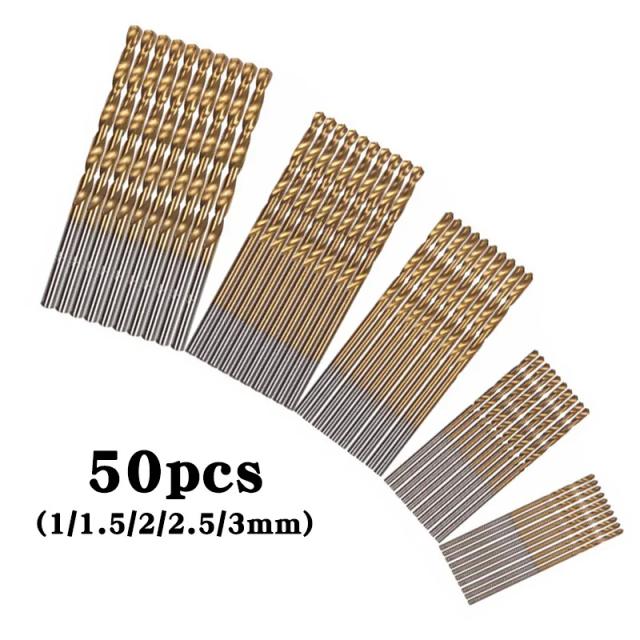 Conjunto Brocas Aço Rápido Revestidas Titânio 50 Peças