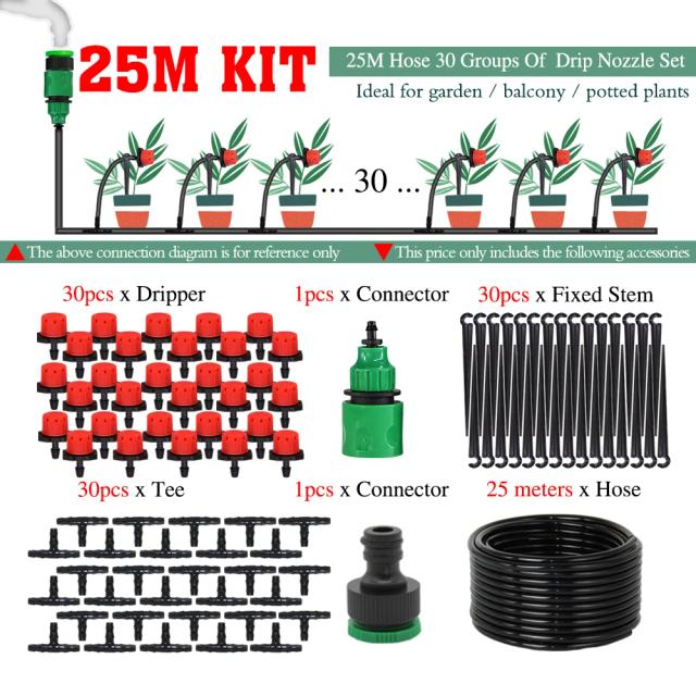 Kit de Irrigação por Gotejamento Ajustável 50-5M para Jardim e Estufa