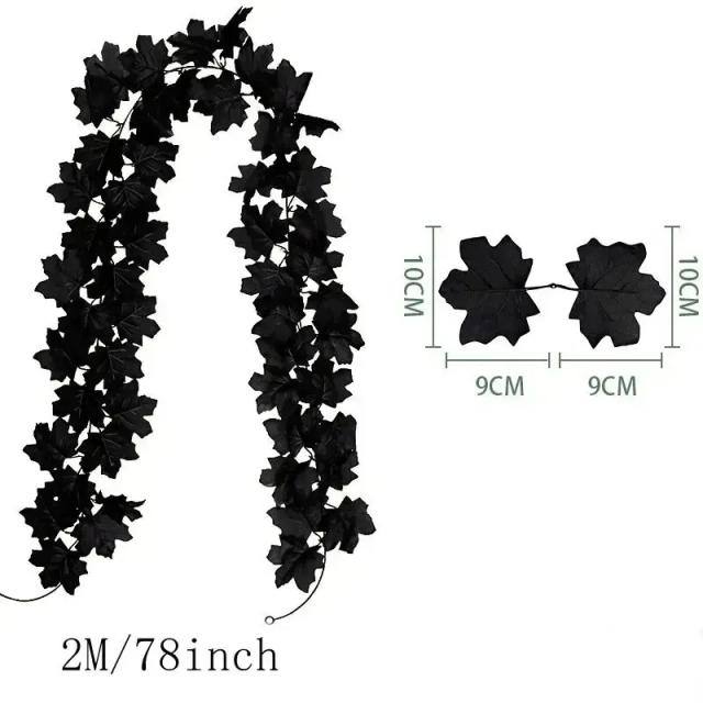 Grinalda Folha de Bordo Artificial Outono 200cm Decoração Casa Jardim Halloween