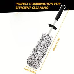 Escova de roda de microfibra para uma limpeza particulièrement suave até a cama profunda da roda, escova longa de limpeza de roda de carro - Image 3