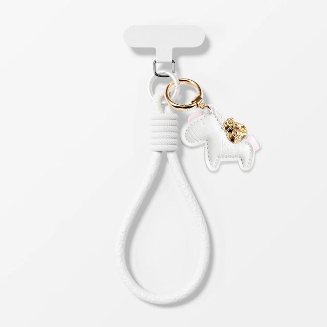 Cordão de Couro de Luxo para Celular com Alça de Pulso e Corrente para Chaves