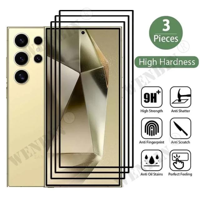 3 pçs vidro temperado para samsung s26 s25 s24 ultra plus s23 ultra plus fe a26 a36 a16 a56 protetor de tela vidro protetor completo