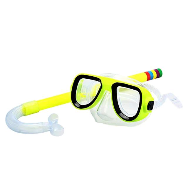 Conjunto de Máscara de Mergulho Infantil com Tubo Snorkel Seco Anti-Névoa