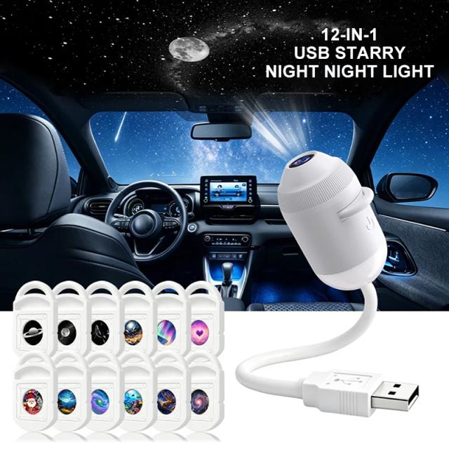 Projetor de Luz Noturna USB Céu Estrelado 360° Lâmpada Atmosférica Ajustável