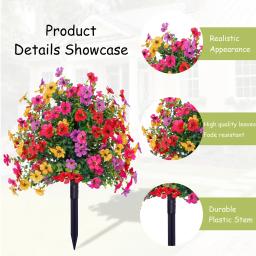 Flores Artificiais para Decoração de Jardim Interno e Externo, Margaridas Falsas com Folhas de Eucalipto, Plantas Artificiais para Varanda e Pátio - Image 6