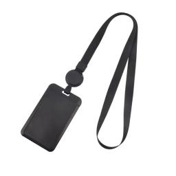 Capa preta para cartão de trabalho de identificação, com carretel de crachá retrátil, cordão, nome, porta-crachá, etiqueta no peito, manga para cartão de passagem de trabalho - Image 5
