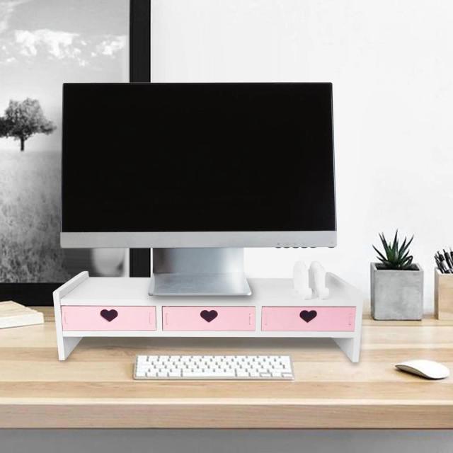 Suporte Elevado para Monitor Riser Organizador de Mesa com Gaveta PVC 49.5cm