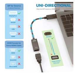 Adaptador DP para HDMI 4K, Conversor DisplayPort para HDMI, Cabo de Vídeo Macho para Fêmea para PC, Laptop e TV - Image 3
