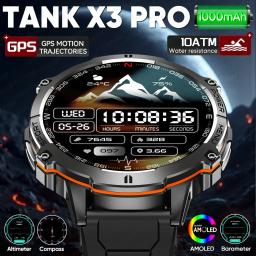Novo Smartwatch Militar TANK X3 2026 com Bateria de 1000mAh, à Prova D'água 10ATM, GPS para Natação, Chamada e Esportes, Tela AMOLED HD de 1.75 polegadas - Image 1