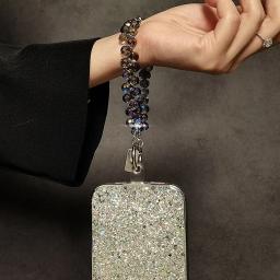 Cordão colorido para celular, corrente elegante com glitter, pingente de contas de cristal, chaveiro, bolsa de joias, acessórios, chaveiros brilhantes - Image 3
