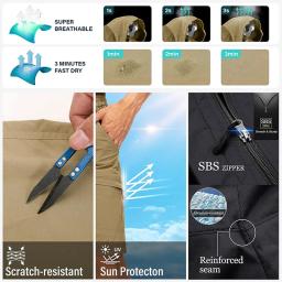 Primavera caminhadas calças táticas dos homens à prova dwaterproof água destacável pesca wear roupas de escalada secagem rápida anti-uv calças - Image 3