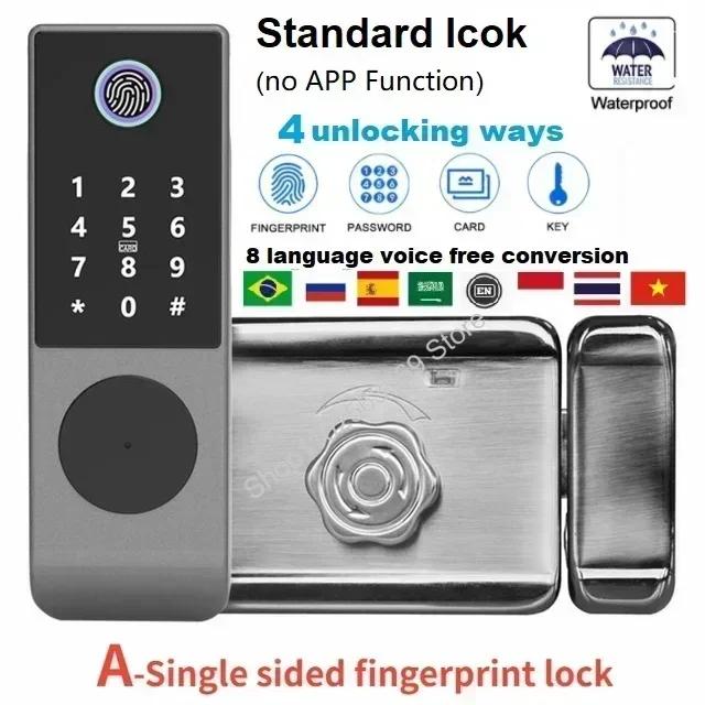 Fechadura com impressão digital, à prova d'água, tuya, wi-fi, desbloqueio remoto, bluetooth, ttlock, cartão de aplicativo, código digital, fechadura eletrônica inteligente sem chave