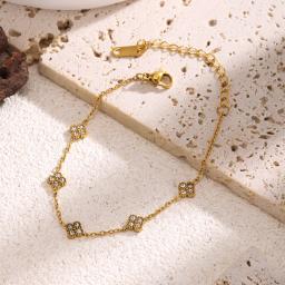 Pulseira de Zircônia em Forma de Flor Cor Dourada Luxuosa - Joias de Aço Inoxidável para Mulheres, Acessórios Hipoalergênicos para Presentes e Festas - Image 6
