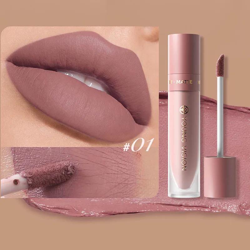DUNUF Batom Líquido Matte de 8 Cores, Textura Velveteada, Fácil de Aplicar, Tubo Quadrado, À Prova d'Água, Efeito Volumizador Tridimensional - Image 1