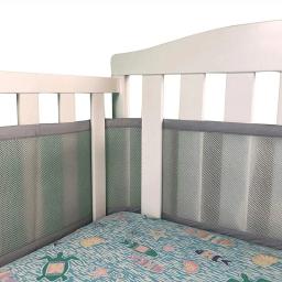 Respirável malha berço forro para bebês, cama confortável para meninas, 4 painel berço, circunferência - Image 3