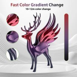 250g Filamento PLA Arco-Íris Seda 1.75mm - PLA Brilhante Degradê para Impressora 3D - Compatível com Maioria das Impressoras (Preto/Vermelho/Roxo) - Image 3