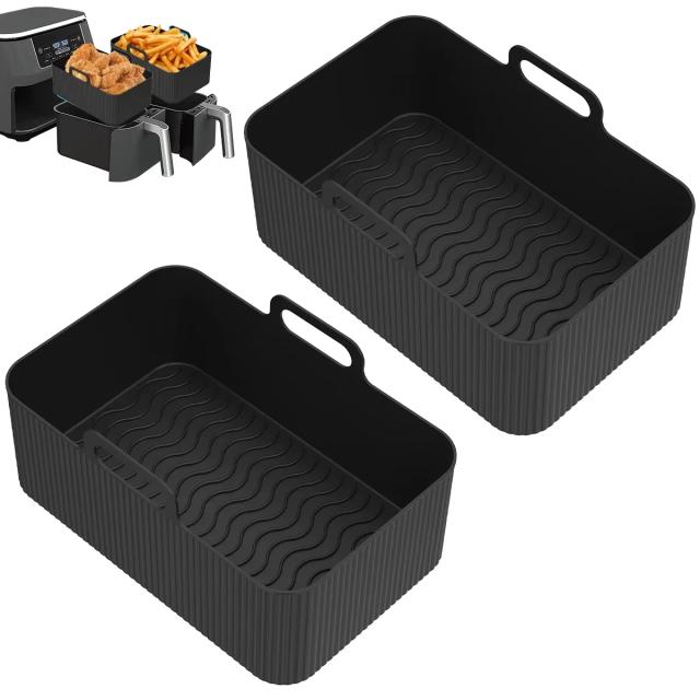 2 Peças Panela Silicone Air Fryer Forro Resistente Calor Cesta Retangular