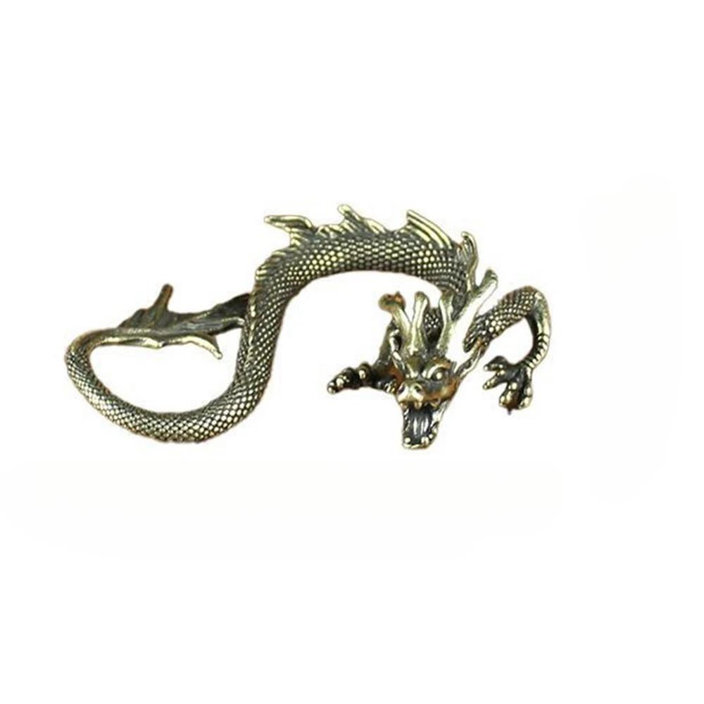 Estátua Miniatura Vintage de Dragão do Zodíaco Chinês em Latão, Ornamento de Mesa, Figurinha de Besta Mítica Chinesa, Artesanato Retro para Decoração de Casa - Image 1