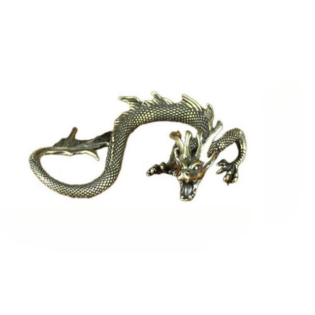 Estátua Miniatura Vintage Latão Dragão Zodíaco Chinês Ornamento de Mesa 1 Unidade