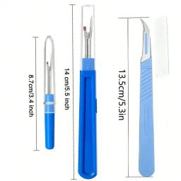 Costura azul Ponto Thread Unpicker Kit, Seam Ripper Kit, cortador removedor para artesanato, bordado bordado ferramenta, 5pcs - Image 2