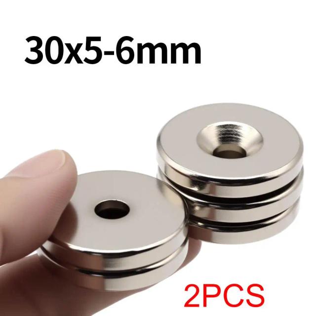 Ímã de neodímio super forte 30x5-6mm n35 ndfeb imanes magnéticos permanentes redondos com furos ímãs poderosos geladeira